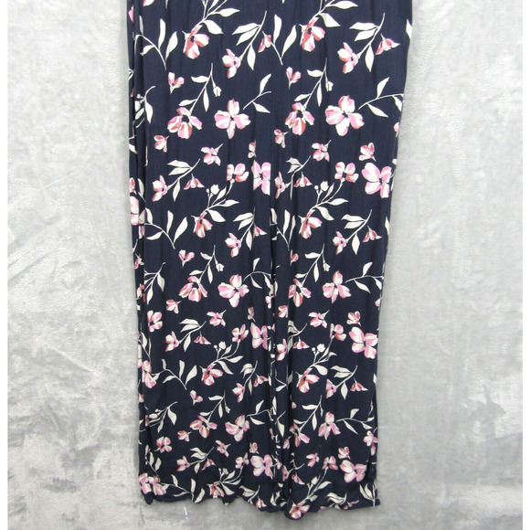 Billabong Fluttering Heart Jumpsuit Size L Blue Pink Floral Print Pockets V-Neck - Picture 2 of 12